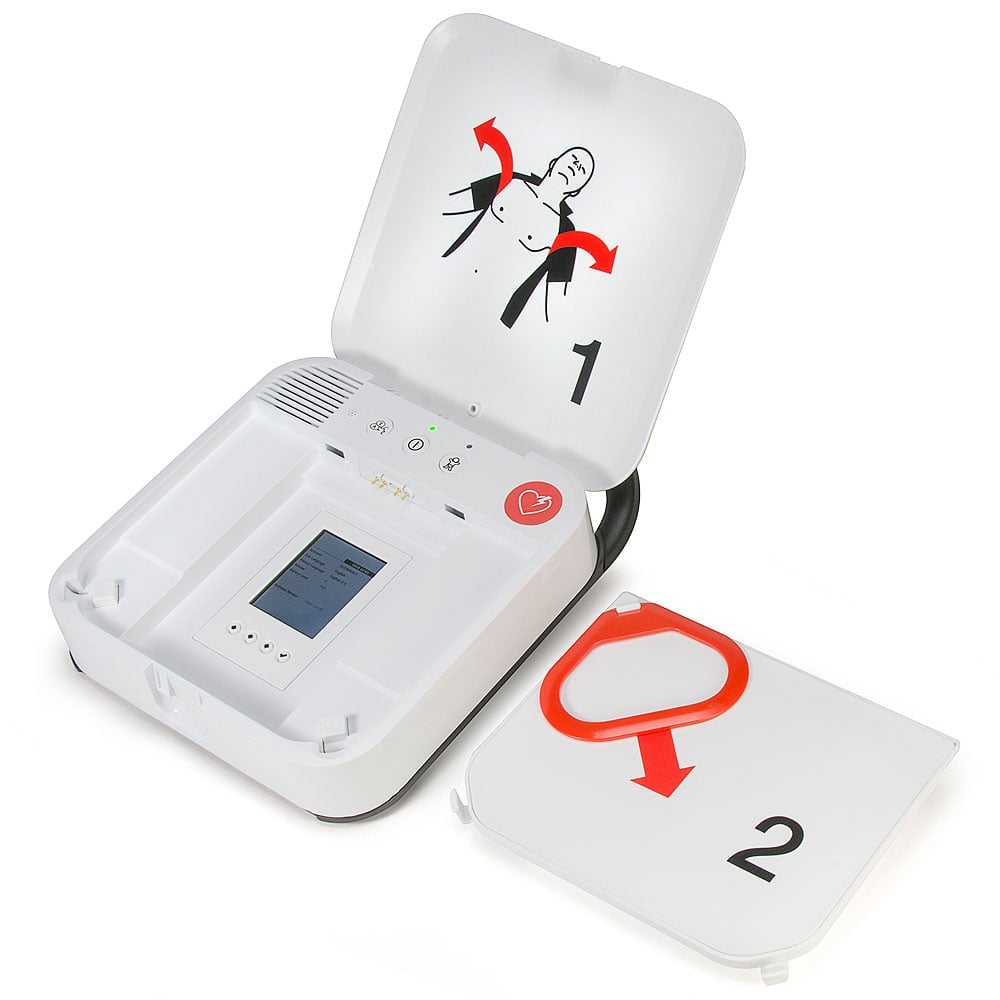 Physio-Control LIFEPAK® CR2 AED Trainer open-angled Physio-Control LIFEPAK® CR2 AED Trainer open